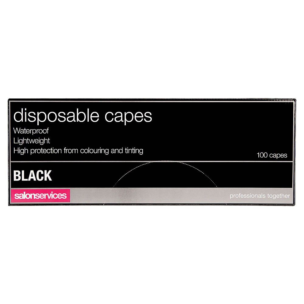 Salon Services Disposable Hairdressing Capes Black Pack of 100