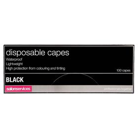 Salon Services Disposable Hairdressing Capes, Black, Pack of 100