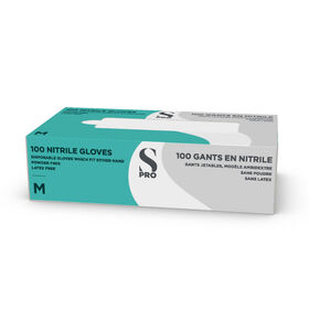 S-PRO Nitrile Gloves, Medium, Pack of 100