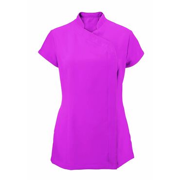 Alexandra Women's Easycare Wrap Zip Beauty Tunic - Hot Pink
