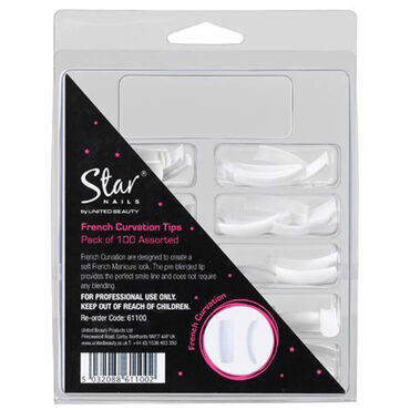 Star Nails Tips French Curvation Multipack Assorted Pack of 100