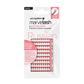 Marvelash 0.07 6D Fan Lashes, Assorted Length, Russian Volume, Black