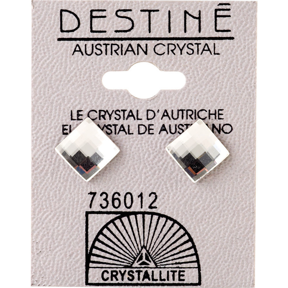 Crystallite Lattice Clear Square Ear Studs 8mm
