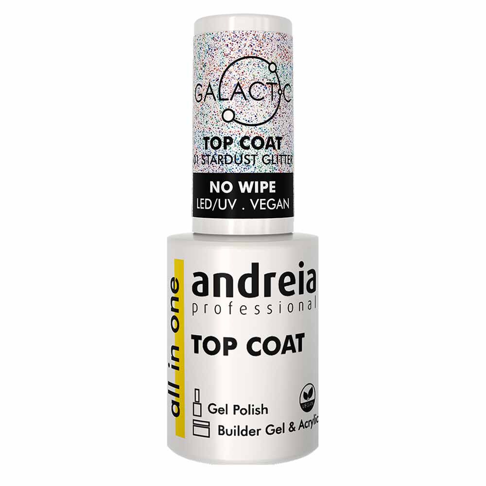 Andreia Professional Galactic Top Coat - 01 Stardust Glitter, 10.5ml