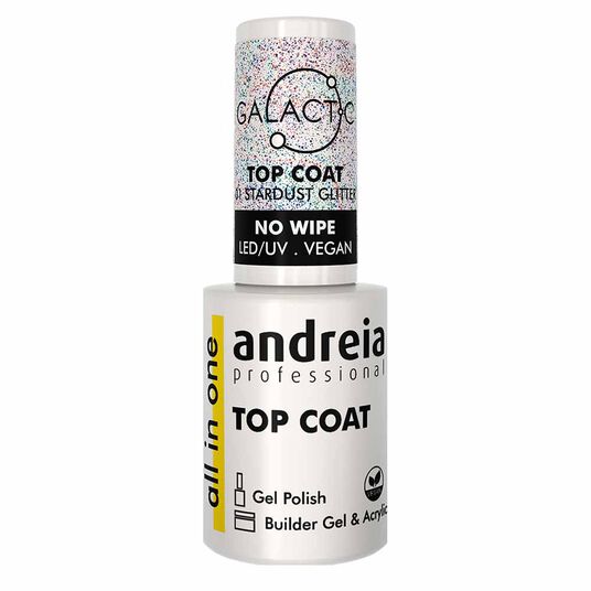 Andreia Professional Galactic Top Coat - 01 Stardust Glitter, 10.5ml
