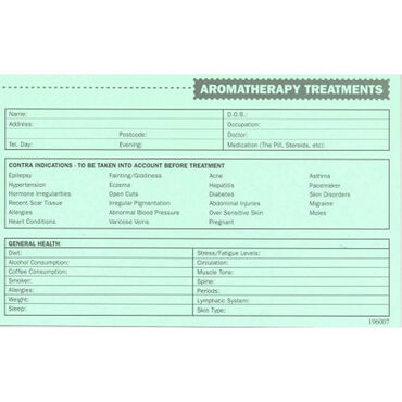 Beauty Express Aromatherapy Record Cards Pack of 50