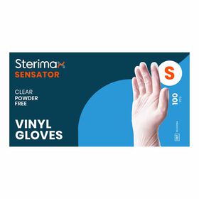 Sterimax Sensator&reg; Vinyl Disposable Clear Glove - Small, Pack 100