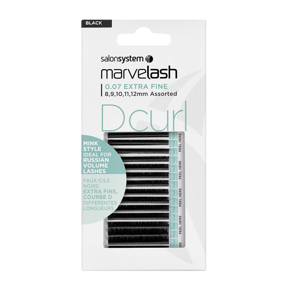 Marvelash D Curl 0.07 Extra Fine, Assorted Length, Mink Style, Black