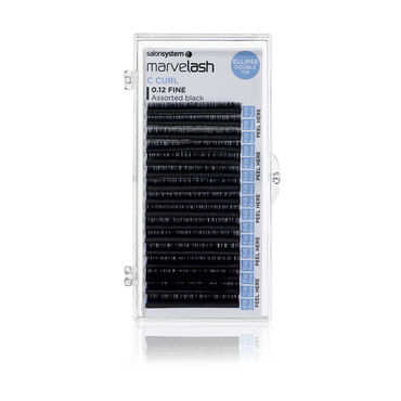 Salon System Marvelash C Curl Lashes 0.12 Fine, Double Tip Ellipse, Assorted Length Black Each