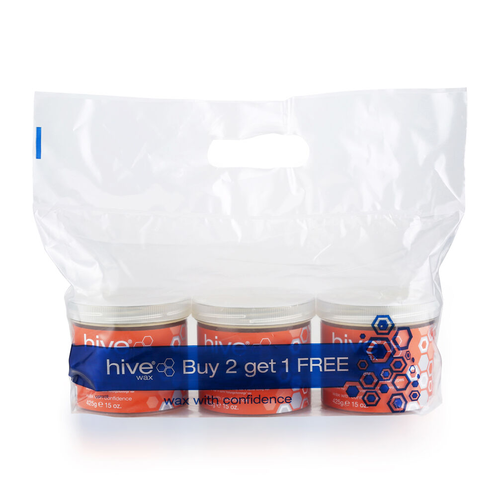 Hive of Beauty Options Warm Honey Wax Pots, 3 x 425g
