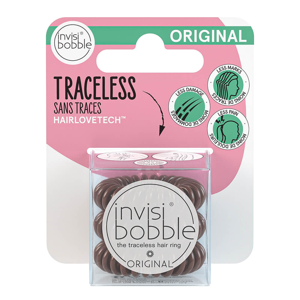 invisibobble Original Hair Ties, Pretzel Brown, Pack of 3