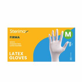 Sterimax Firma&reg; Latex Disposable White Glove - Medium, Pack of 100