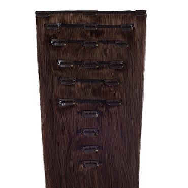 Wildest Dreams Clip In Full Head Human Hair Extension 18 Inch - 2 Brownest Brown