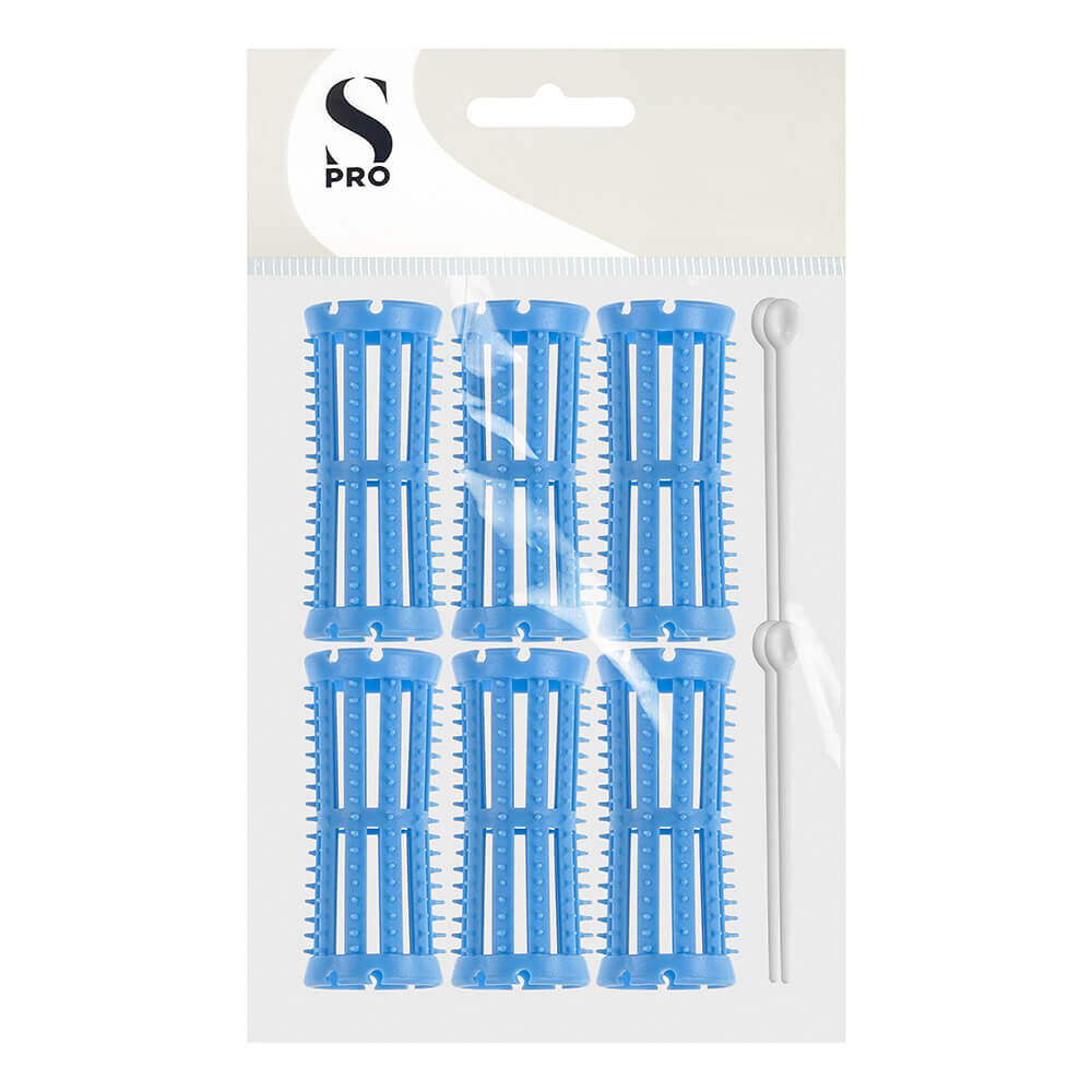 S-PRO Plastic Setting Rollers, Blue, 26mm, Pack of 6