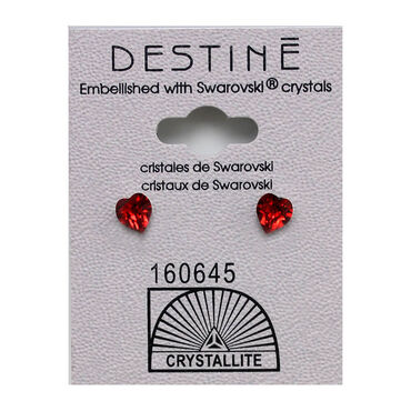Crystallite Red Heart Stud Earrings