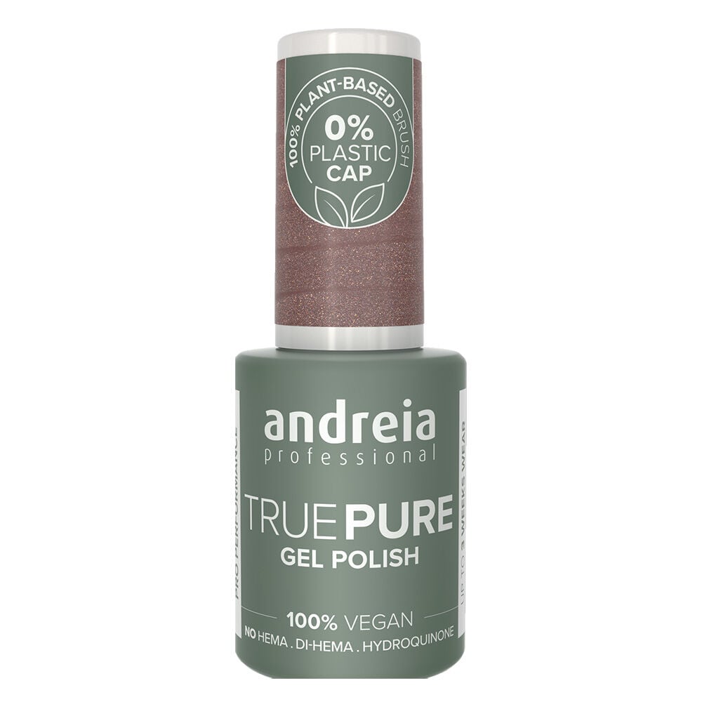 Andreia Professional True Pure T42 Taupe with Gold Shimmer - Hema Free Gel Polish, 10.5ml