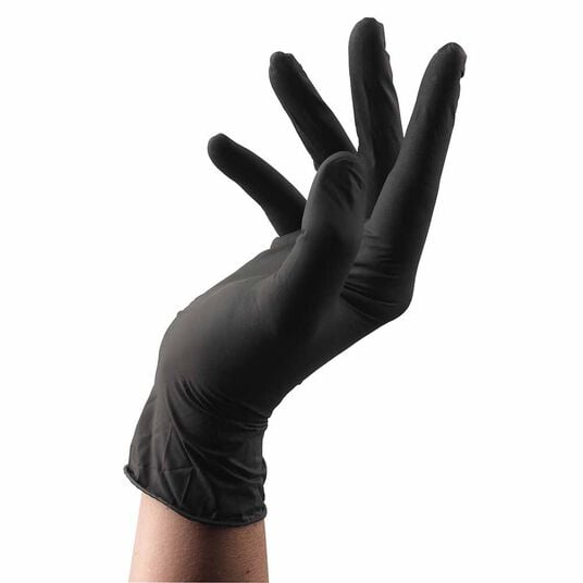 Sibel Black Powder Free Latex Disposable Gloves, Large, Pack of 100