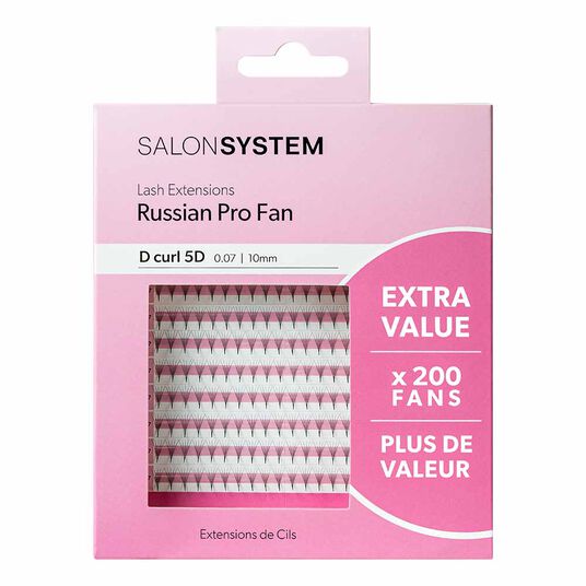 Salon System Lash Extensions Russian Pro Fan D Curl 0.07 - 10mm Extra Value Pack
