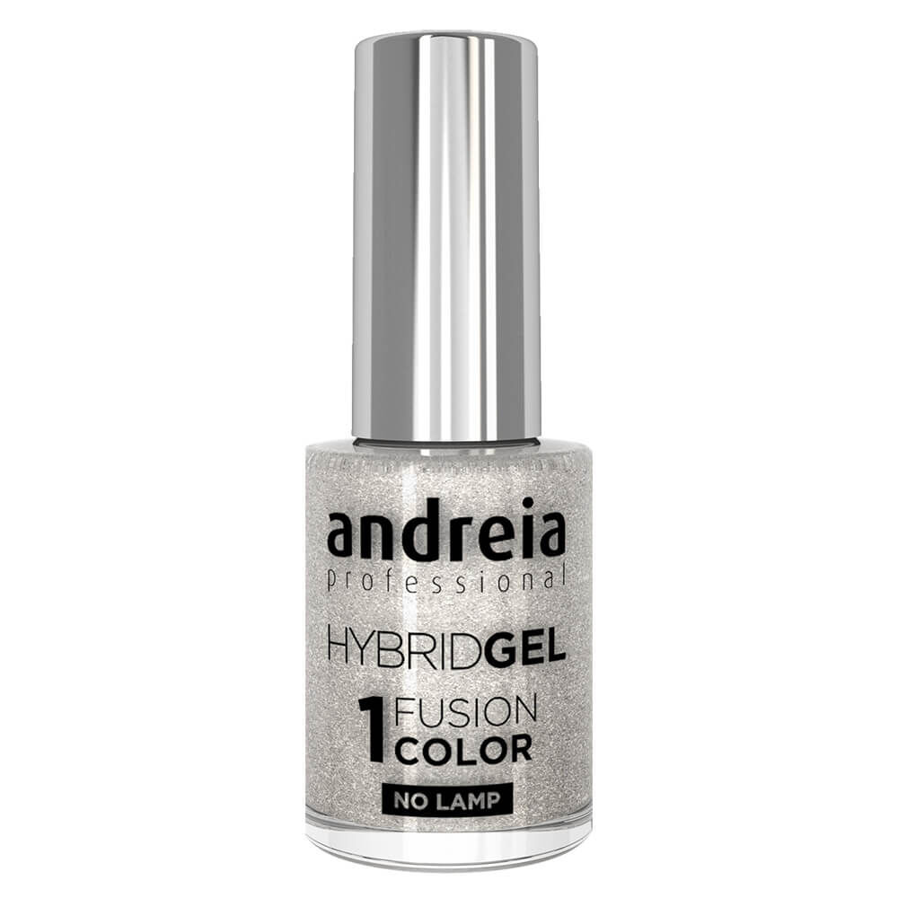Andreia Professional Hybrid Gel Nail Polish - Fusion Color H85 White Glitter with Silver Shimmer, 10.5ml