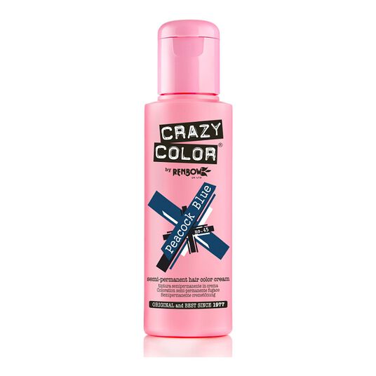 Crazy Color Semi Permanent Hair Colour Cream - Peacock Blue 100ml