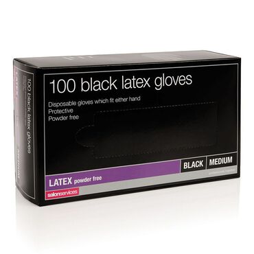 Salon Services Latex Gloves Black Medium pack of 100