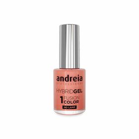 Andreia Professional Hybrid Gel Nail Polish Charmed Collection - Fusion Color H91 Coral with Soft Gold Shimmers, 10.5ml
