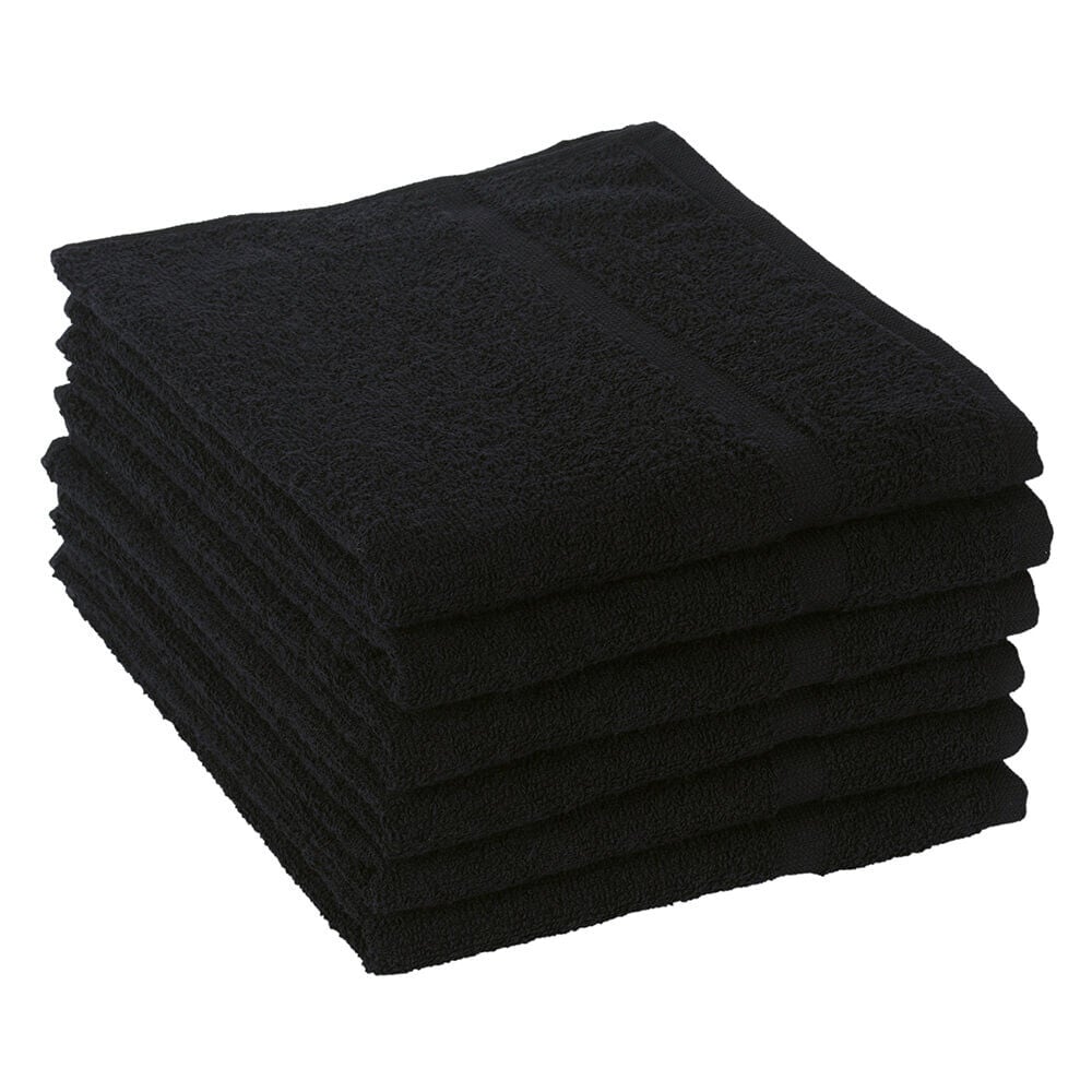 S PRO Bleach Resistant Towels Black Pack of 6 Towels Salon Services