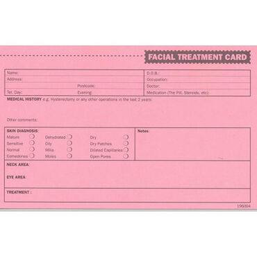 Lash FX Facial Treatment Record Cards Pack of 50