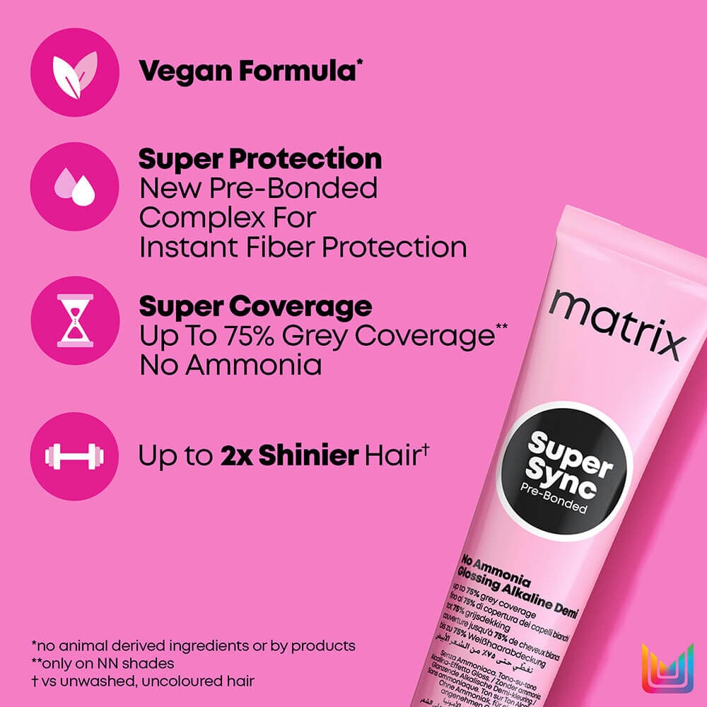 Matrix Super Sync Pre-Bonded Glossing Alkaline Demi-Permanent Hair Colour SPV Violet Cool 90ml Matrix Super Sync Pre-Bonded Glossing Alkaline Demi-Permanent Hair Colour SPV Violet Cool 90ml