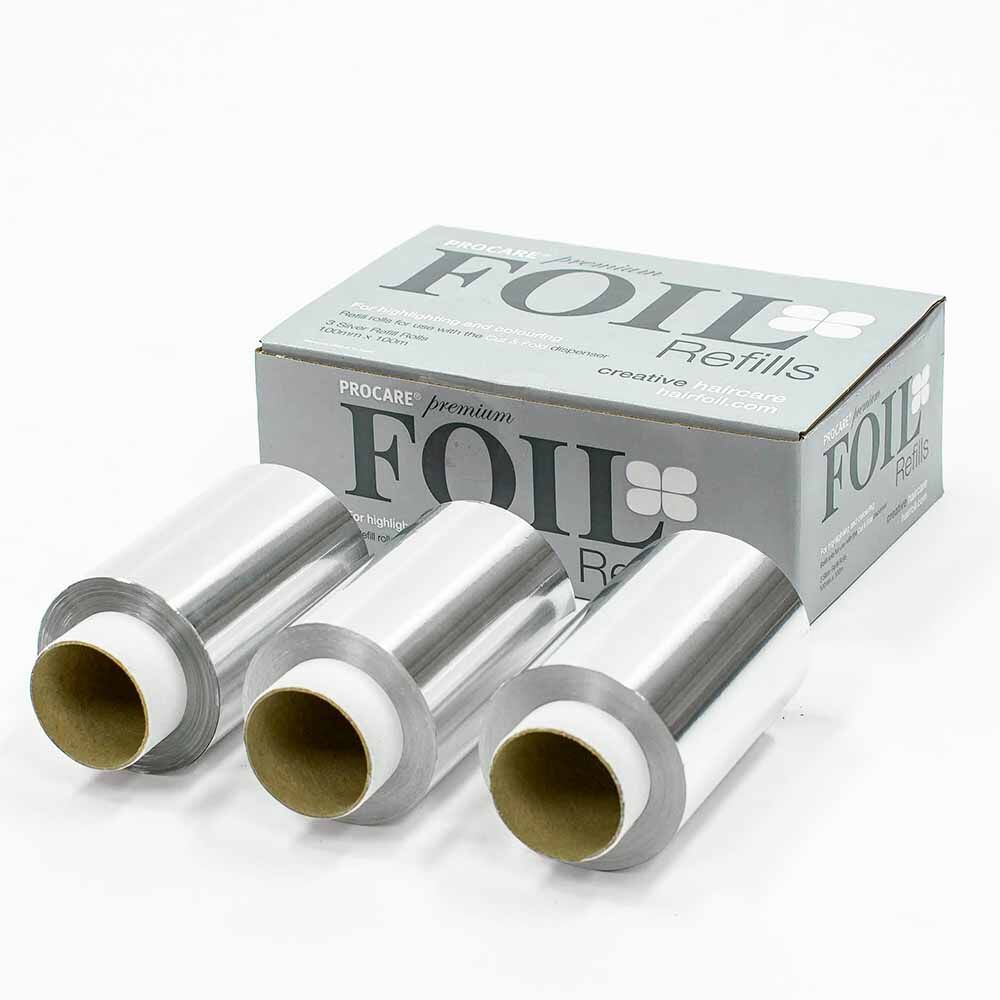 Procare Premium Hair Foil Refills Case of 3 Rolls Silver, 100mm X 100m