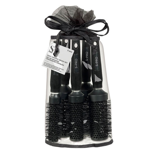 S-PRO Ionic Ceramic Brush Set, Pack of 5, Black