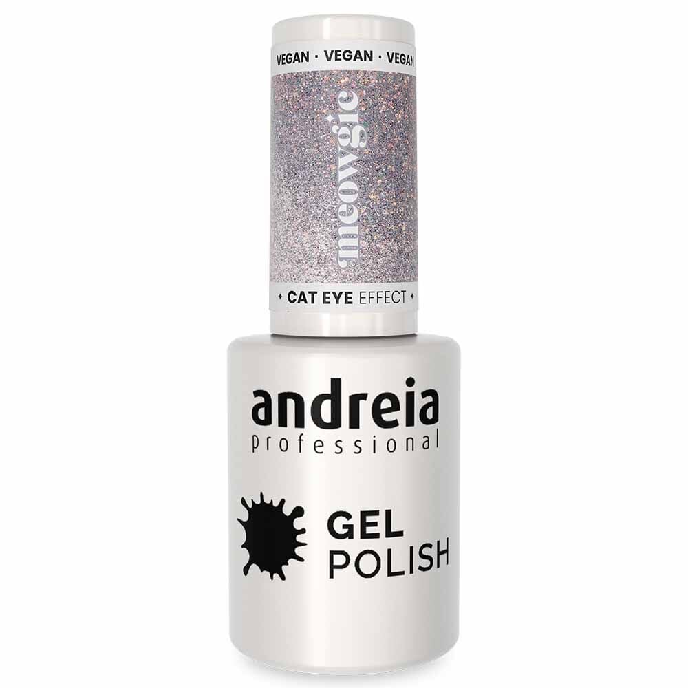 Andreia Professional Cat Eye Effect Gel Polish MC1 - Silver Magnetic Glitter with Pink Sparkles 10.5ml