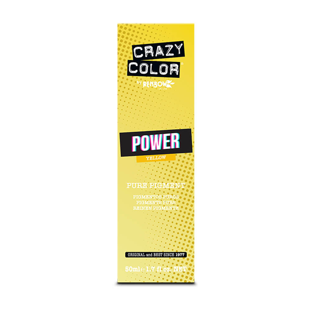 Crazy Color Power Pure Pigment Drops, Yellow, 50ml Temporary Hair Colour Salon Services
