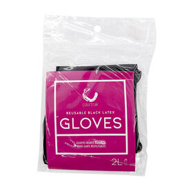 Colortrak Reusable Black Latex Gloves, Large, 1 Pair