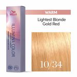 Wella Professionals Illumina Permanent Hair Colour - 10/34 Lightest Blonde Gold Red 60ml