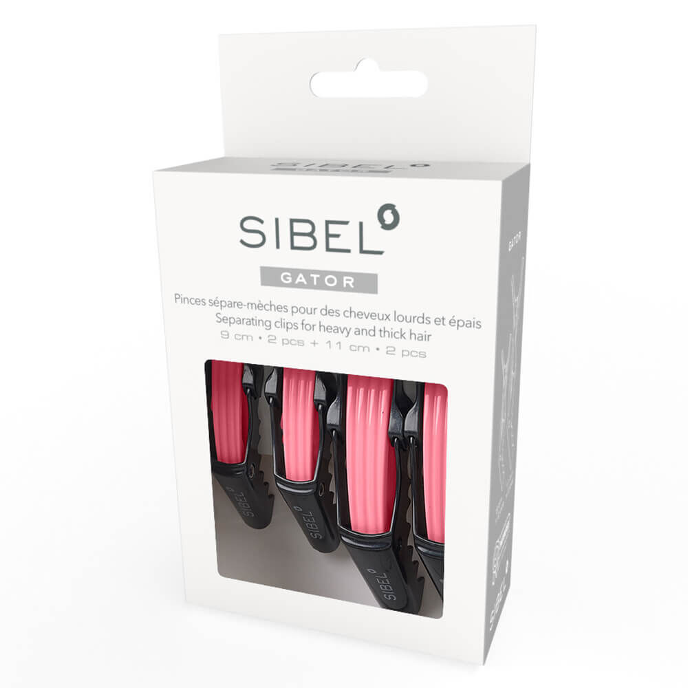 Sibel Gator Sectioning Clips, 9 & 11cm, Rose, Pack of 4