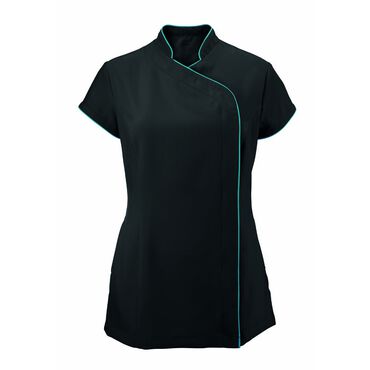 Alexandra Women's Easycare Wrap Zip Beauty Tunic - Black/Peacock