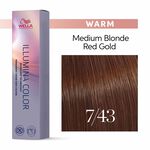 Wella Professionals Illumina Colour Tube Permanent Hair Colour - 7/43 Medium Red Gold Blonde 60ml