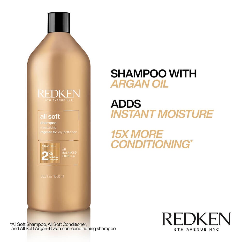 Redken All Soft Shampoo 1000ml Shampoo Salon Services