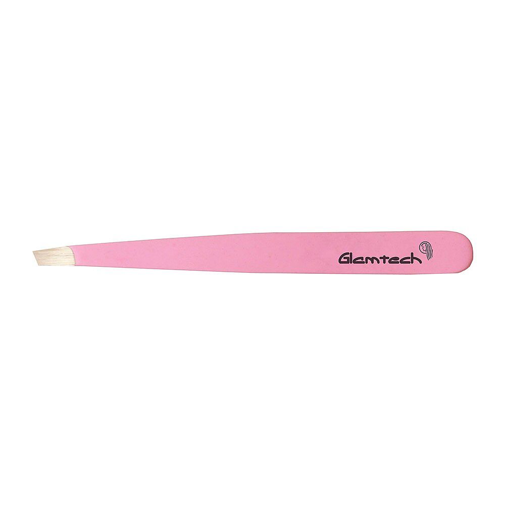GlamTech Pink Soft Slanted Tip Tweezer Tweezers & Eyelash Curlers