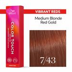 Wella Professionals Color Touch Demi-Permanent Hair Colour - 7/43 Medium Blonde Red Gold 60ml