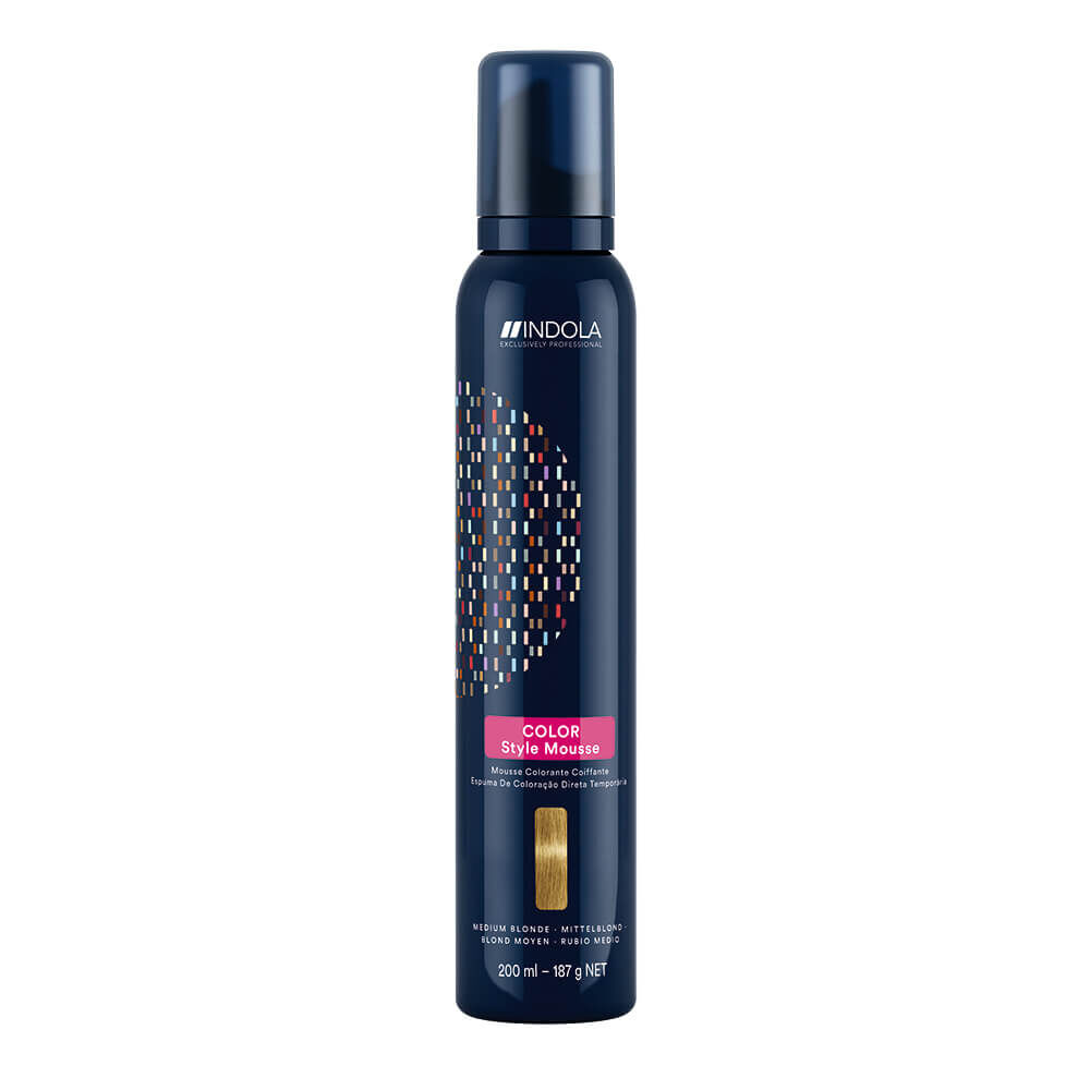 Indola Color Style Mousse Temporary Hair Colour - Medium Blonde 200ml