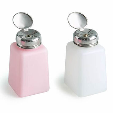 Beauty Express Plastic Pump Bottle with Metal Lid Pink
