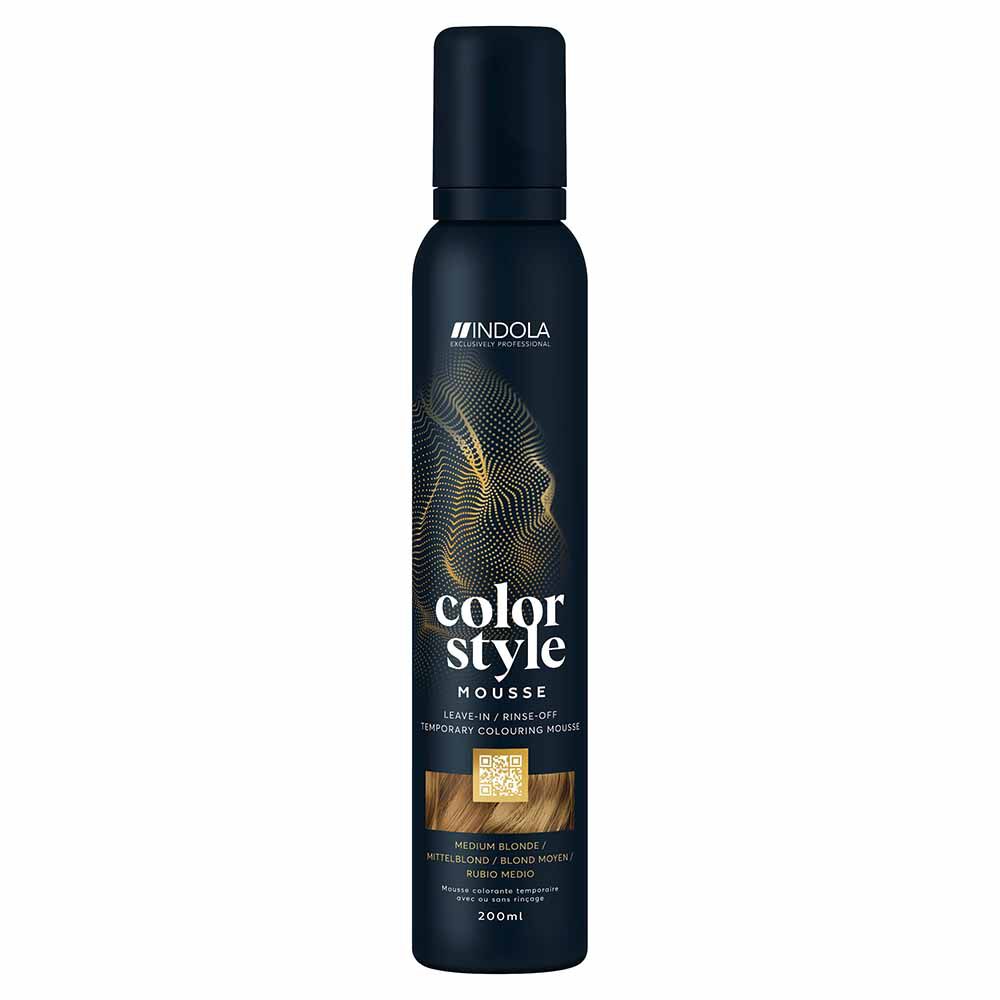 Indola Color Style Mousse Temporary Hair Colour - Medium Blonde 200ml