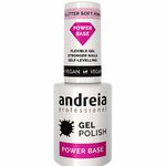 Andreia Professional Power Base Glitter Soft Pink - High Viscosity Base Coat, 10.5ml