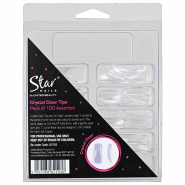 Star Nails Tips Crystal Clear Assorted Pack of 100