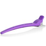 Salon Services Sectioning Clips Long Metal Base Purple Pack of 6