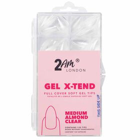 2AM London Gel X-Tend Soft Gel Tips, Medium Almond Clear - Pack of 120