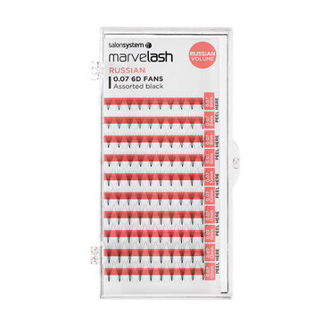 Salon System Marvelash 0.07 6D Fan Lashes, Assorted Length, Russian Volume Black Each