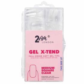 2AM London Gel X-Tend Soft Gel Tips, Medium Square Clear - Pack of 120